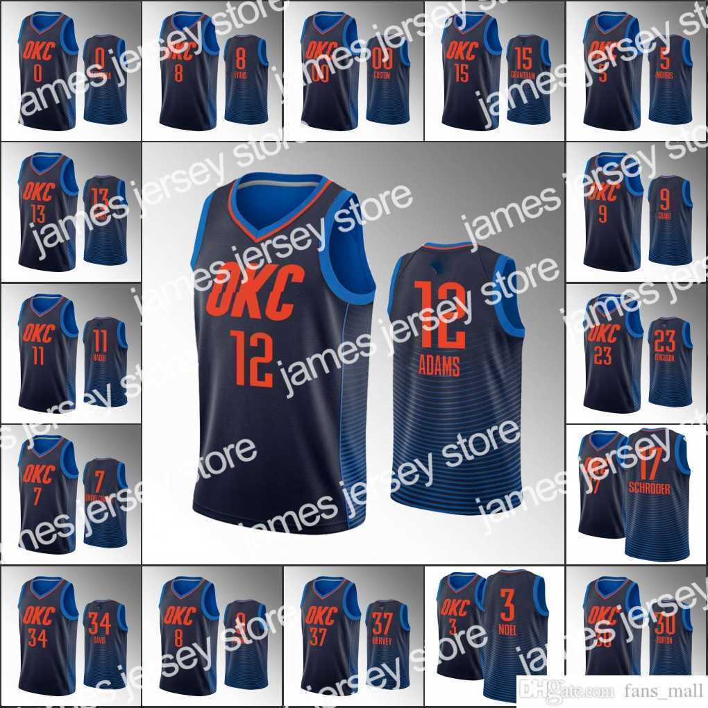 

College Basketball Wears Screen Print 75th Oklahoma''City''Thunder''Men Basketball Jerseys Steven Adams Dennis Schroder Abdel Nader Statement Navy Custom Jers