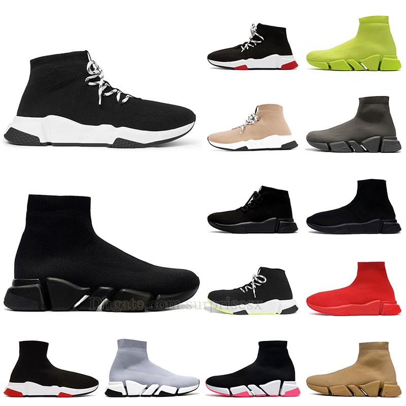 

luxury designer women boots lace up 2022 top high fashion knit casual sneakers socks shoes ankle booties triple black white beige brown outdoor platforms trainer, 42 36-39