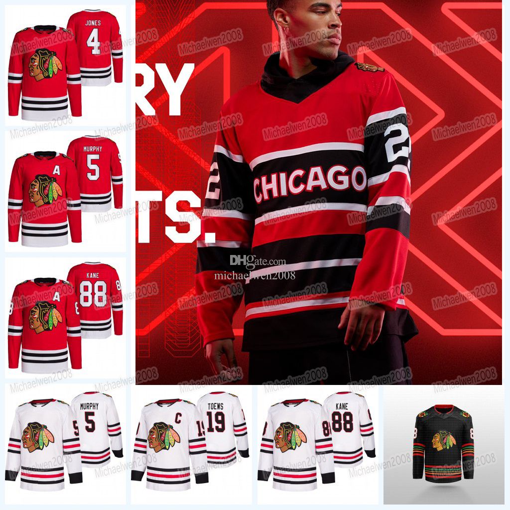 

CUSTOM Patrick Kane Blackhawks 2022-23 Reverse Retro Jersey Chicago Jonathan Toews Seth Jones Connor Murphy Arvid Soderblom Luke Philp Reese, Black