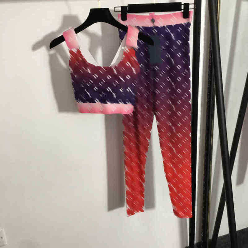 

Designer Womens Two Piece Pants Brand LOGO Fashion Printing Cotton Underwear Vest Slim High Waist Yoga Leggings Set Temperament Luxurious Sexy Women Clothing, 22