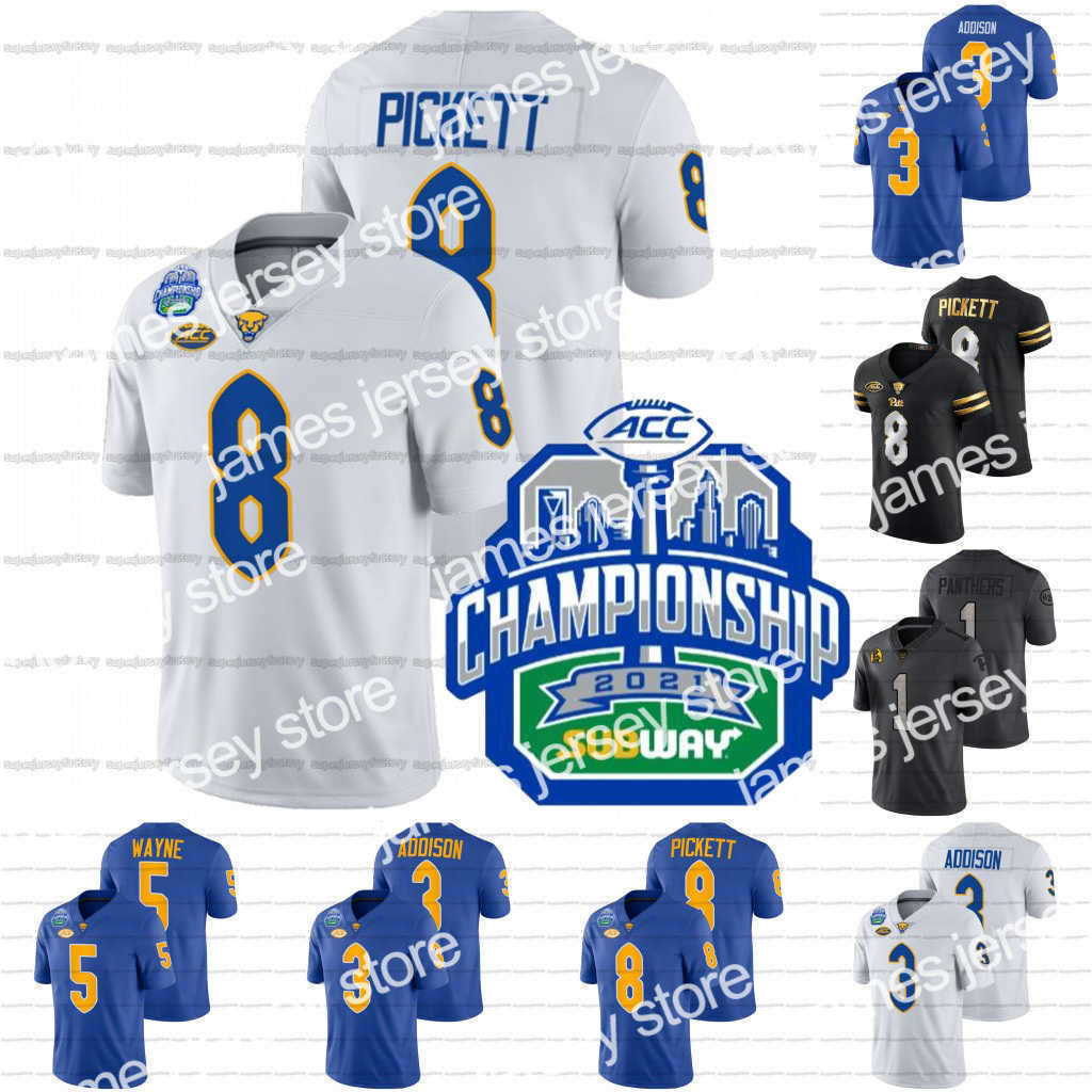 

NEW American College Football Wear Pitt Panthers football Jersey ACC College Football Patch Kenny Pickett Addison Jared Wayne Curtis Martin, White womens champion patch