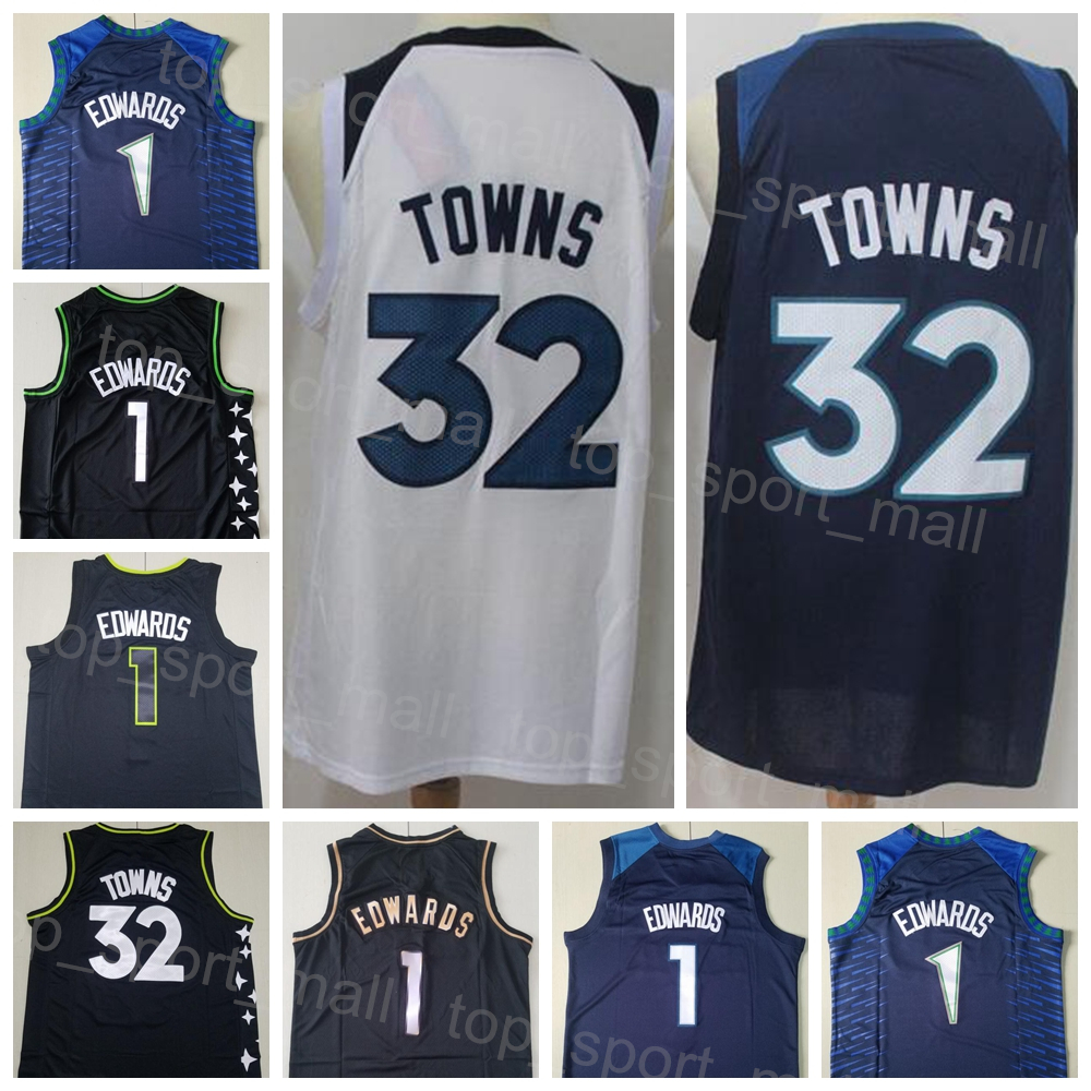 

Men Association Basketball Anthony Edwards Jersey 1 Karl Anthony Towns 32 All Stitched City Earned Classic Statement Icon Navy Blue White Black Team Color Away