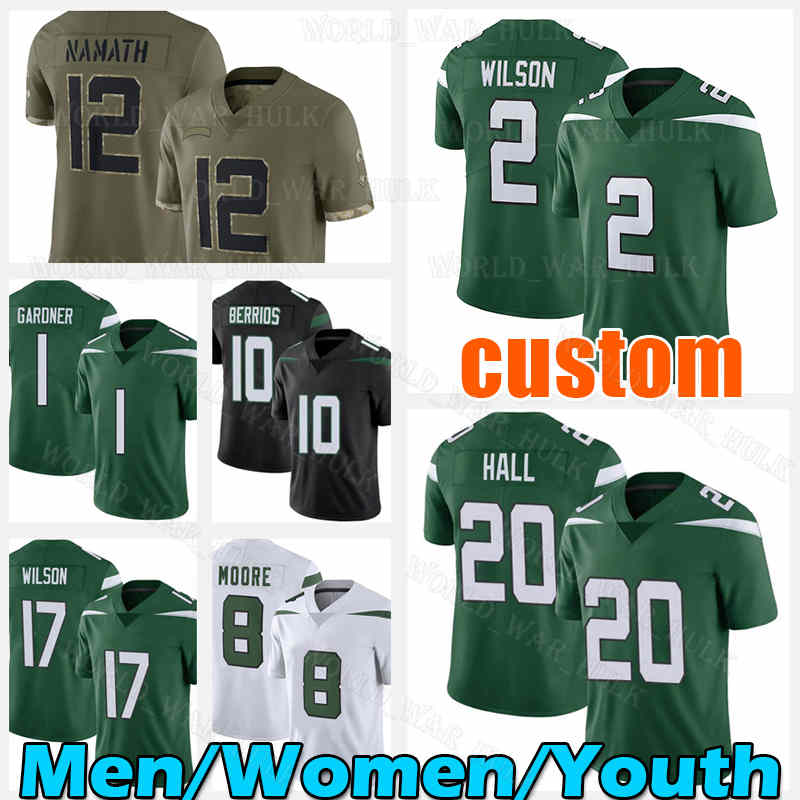 

Breece Hall Jersey Zach Wilson Football Jetes Braxton Berrios Elijah Moore Ahmad Sauce Gardner New Yorks Garrett Mekhi Becton Joe Klecko CJ Uzomah Mosley Corey Davis, Youth custom (p q j)