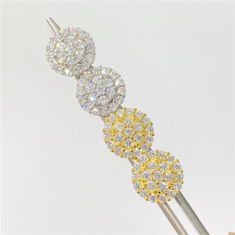 Hommes Femmes Mode Bling Bijoux En Argent Sterling 925 Plaqué Or Moissanite Pierres Goujons Boucles D'oreilles Beau Cadeau