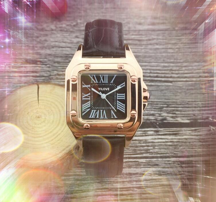 

Square Roman Small Dial Quartz Battery Movement Watch Women Tank Series Genuine Leather Belt Bracelet Mineral Reinforced Glass Simple Fashion wristwatches, As pic