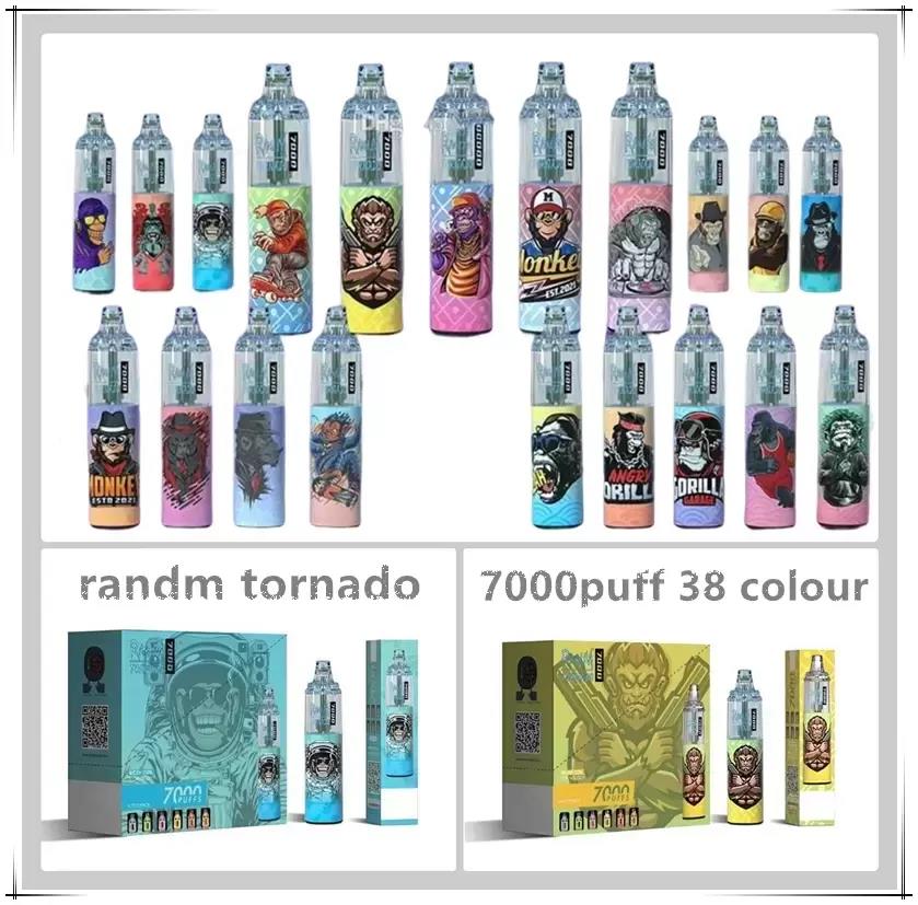 

Original RandM E Cigarette Kit Tornado 7000 Puffs Disposable Vapes Rechargeable RGB Mesh Coil, Mixed color