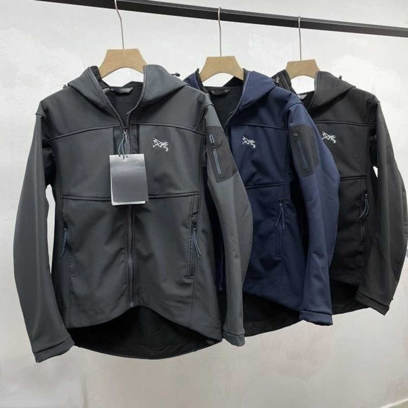 

Men's Jackets Arc Mens Designer Plush Jacket Womens Soft Shell Warm Windproof Waterproof Hooded Coat Outdoor Fashion Sportswear9, Navy
