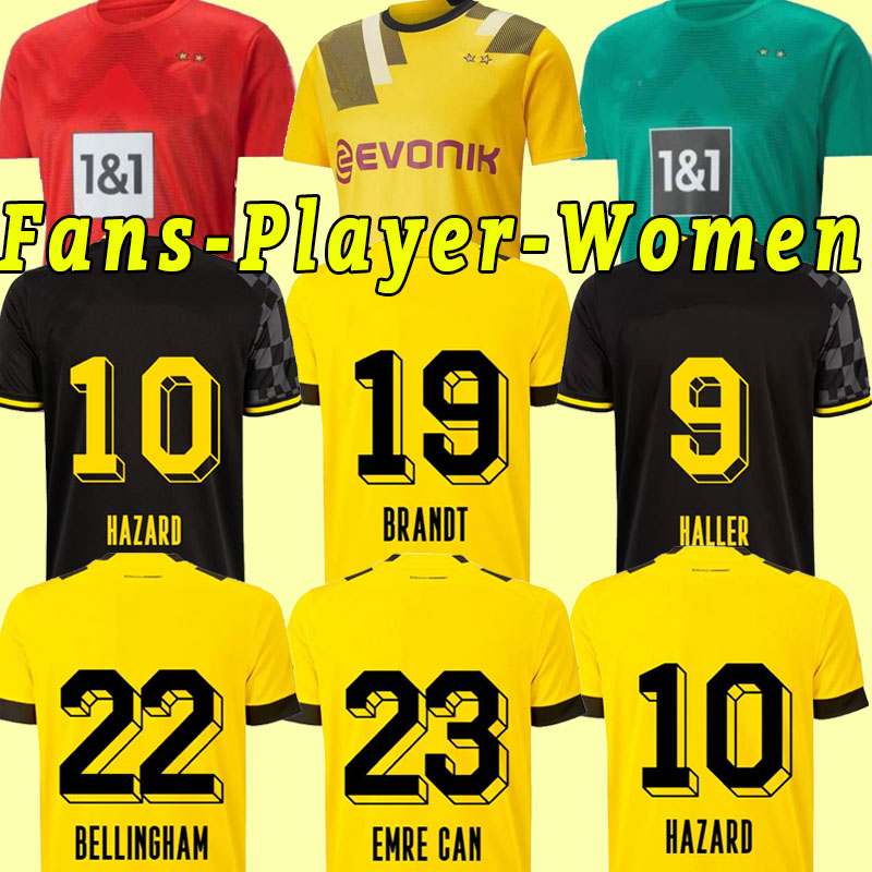 Haaland Reus 22 23 Dortmund Soccer Jersey Fans Joueur 2022 2023 Shirts de football Bellingham Men Kids Reyna Brandt Emre Can Haller Guerreiro Goa