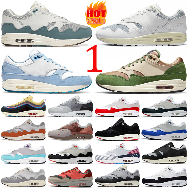 

Men Airmax 1 87 Running Shoes 1s 87s Blueprint Patta White Noise Aqua Monarch Treeline Bred Sean Wotherspoon Patch Paris Obsidian Mens Womens Outdoor Sports Trainers
