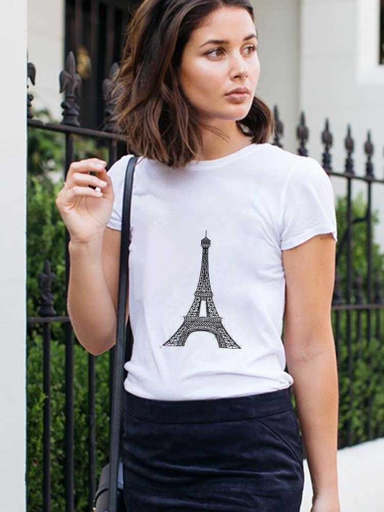 

The Eiffel Tower In Paris Tops For Women T-shirt Femme Clothes Short Sleeved Round, Color4