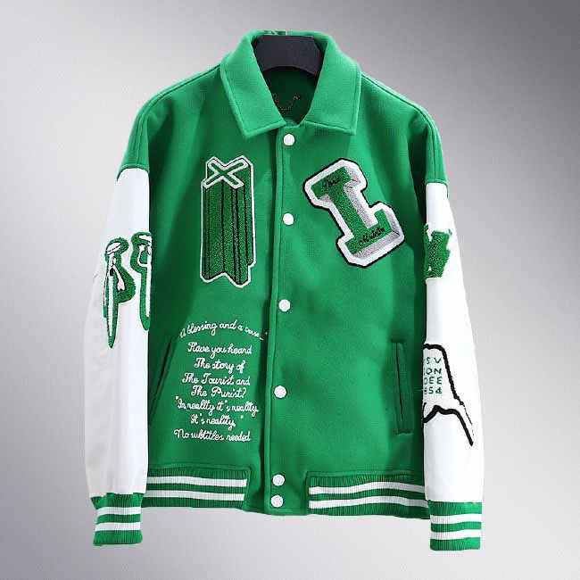Mens jacket baseball Coats lamb's wool skull 2023 threaded cuffs leather lettered female