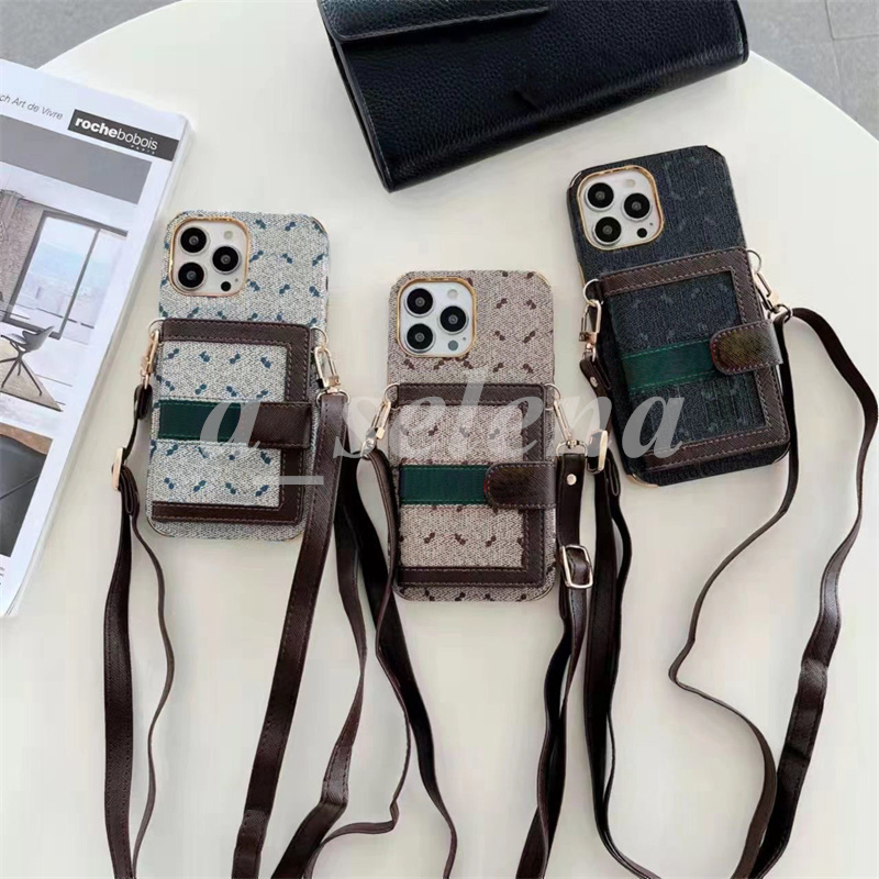 

Designer Cell Phone Cases For IPhone 14 Pro Max 11 12 13 Plus Phone Cover with Card Holder Shoulder Strap, Blue