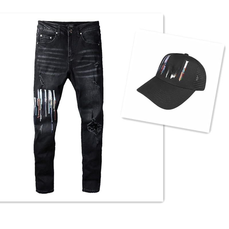 Casquettes de baseball Chapeau de créateurs de luxe avec jean skinny noir Fashion Street Spray Paint Dazzle Lettering Denim