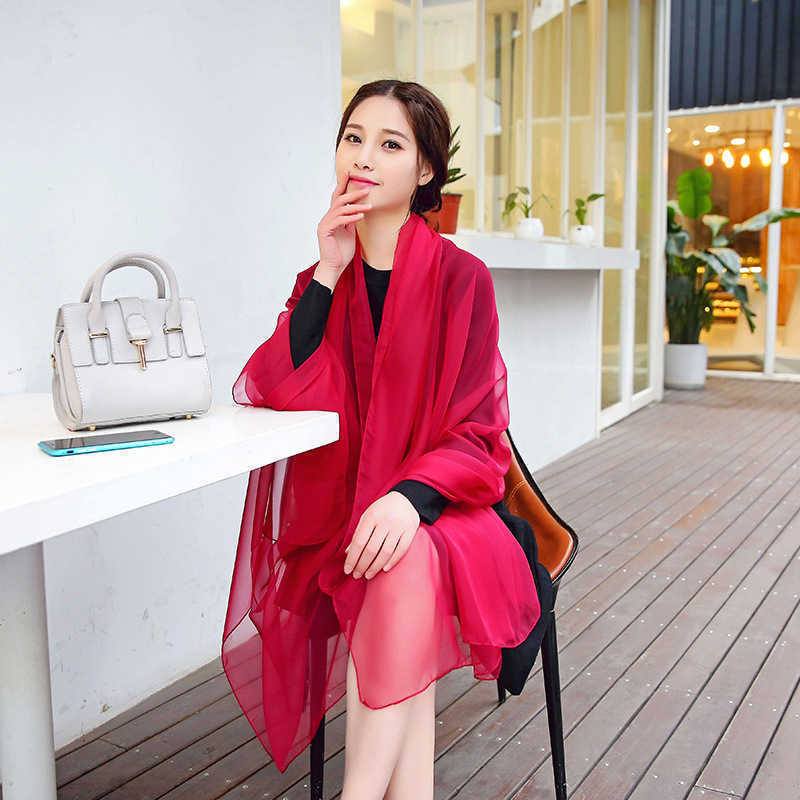 

Scarves spring and Summer Scarf summer sunscreen large size solid color Chiffon ice silk scarf women s shawl beach towel