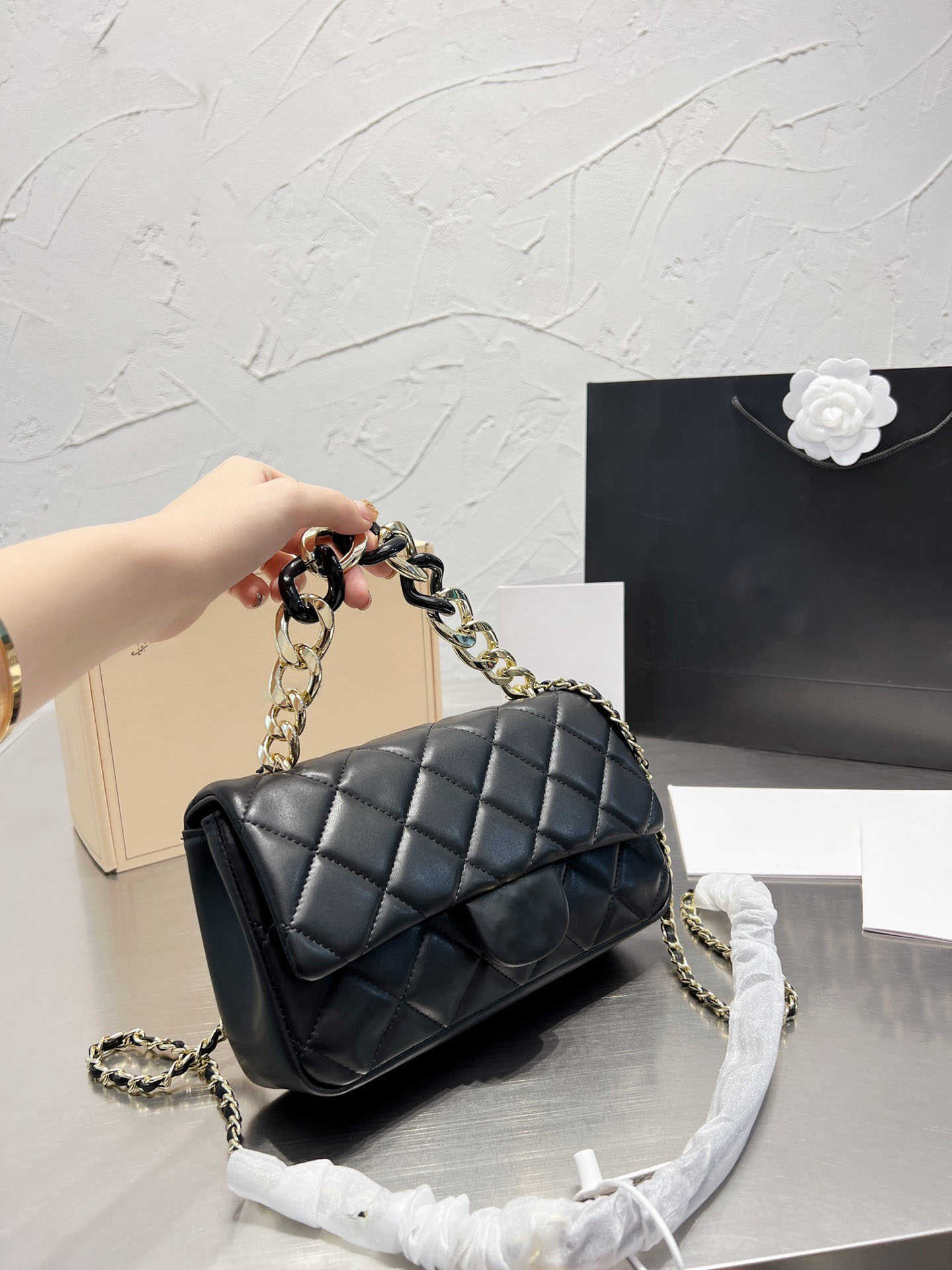 

Classic Designer single Shoulder bags 2022 Spring summer thick chain Messenger C female handbag purse Tote Crossbody bag CF fashion casual color can be selected, Box