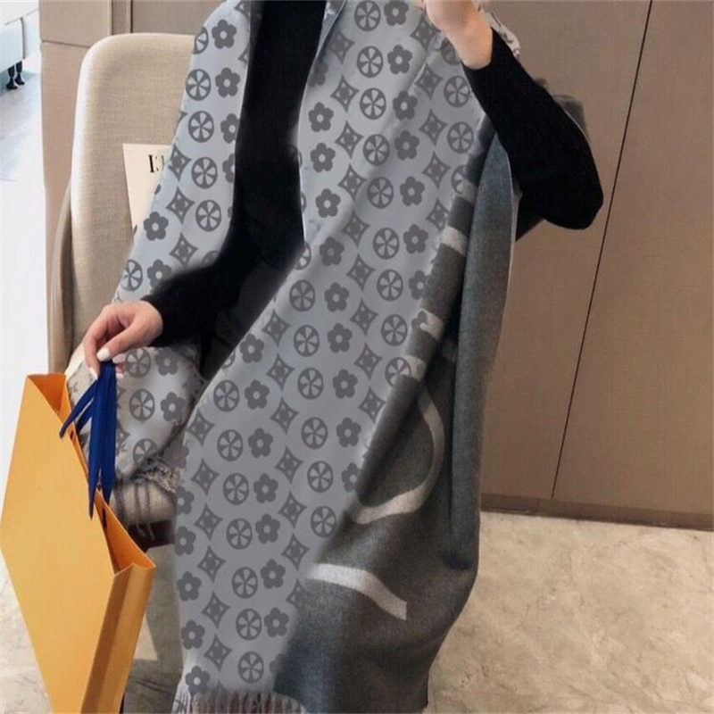 

2022 fashion Paris design 100% Cashmere Scarf men's and women's same brand letter scarf large shawl warm thickened wool 70cm x 180cm