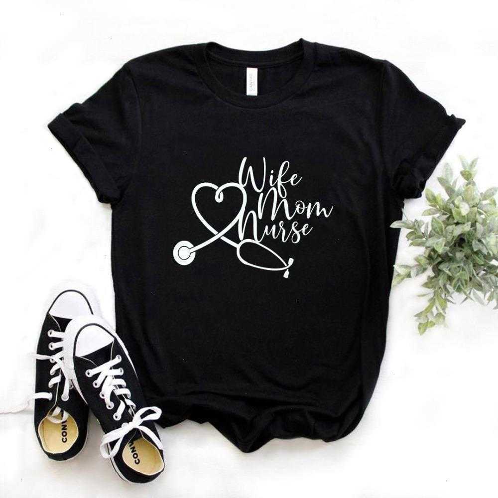 

Fashion Spring Arrivals Wife Womens T Shirt T-shirt Mom Nurse Print Women Casual, Yellow