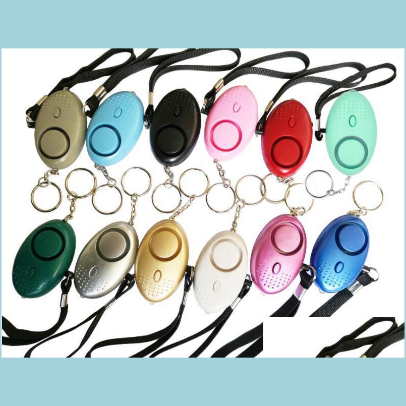 

Keychains Lanyards 130Db Egg Shape Self Defense Alarm Keychain Pendant Personalize Flashlight Personal Safty Key Chain Charm Car K Dhb16
