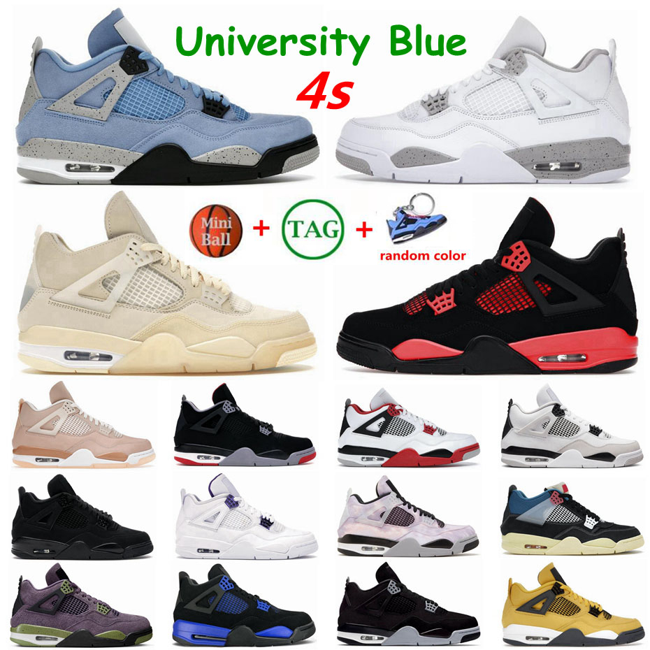 

Black Cat 4s Jumpman 4 Mens Basketball Shoes Bred White Cement Red Thunder University Blue Sail Canyon Purple Sports Women Sneakers Trainers Big Size US13, 49