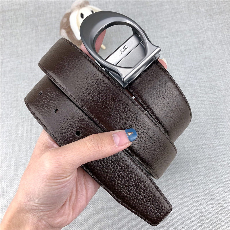 

3.4cm Mens Luxury Belts Designer Women Silver Buckle Man Fashion Casual Waistband Black And Brown Designers Belt Cintura Da Uomo Co Ceinture, Free