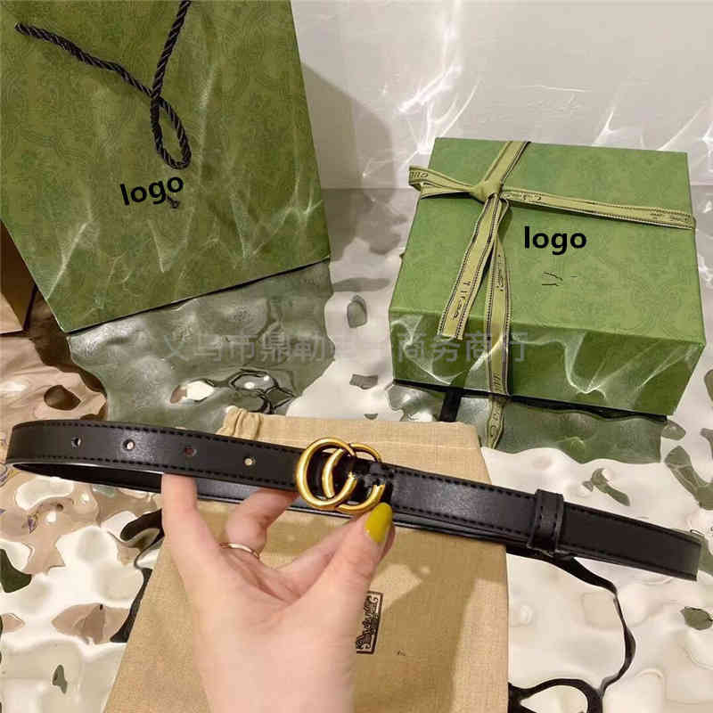 

Men and women's Gujia belt gift box with double gc letters antique bronze button head fashionable black for women