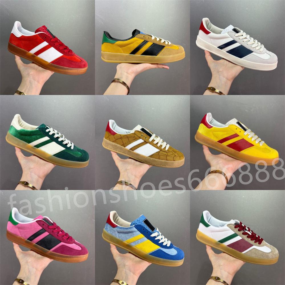 

Mens Italy Gazelle Shoe Women Outdoor Suede Casual White Leather Shoes Green Red Stripe Embroidered Couples Velvet Trainers Des Chaussures, White&brown