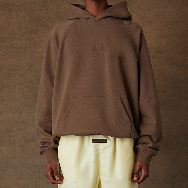 

22FW Front Flocked Logo Hoodie USA Autumn Winter Brown Coral Skateboard Hoody Fleece Warm Hooded Sweathirt, Smoky gray