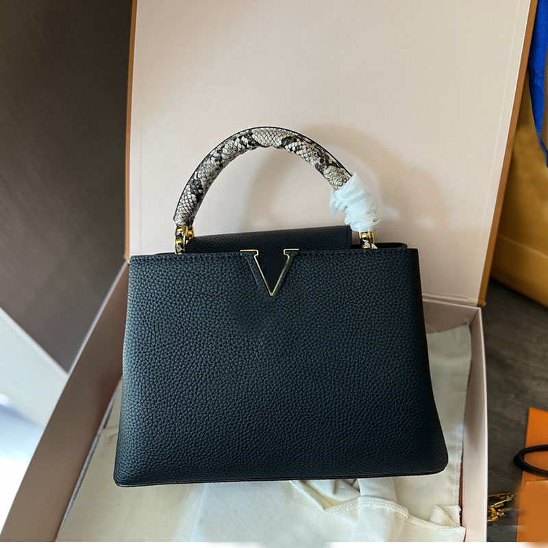 

27cm Flap Messenger Bag Lady Handbags Women Crossbody Shoulder Bags Coin Purse Granular Cow Genuine Leather Snake Handle Removable Strap Designer Hand Bags Wallets, Just a box