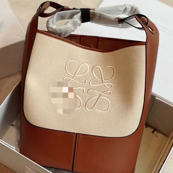 

Shoulder designer Handbag Bags Loews Women's Bucket Single Cross Canvas Cowhide 2022 Popular Star, Brown