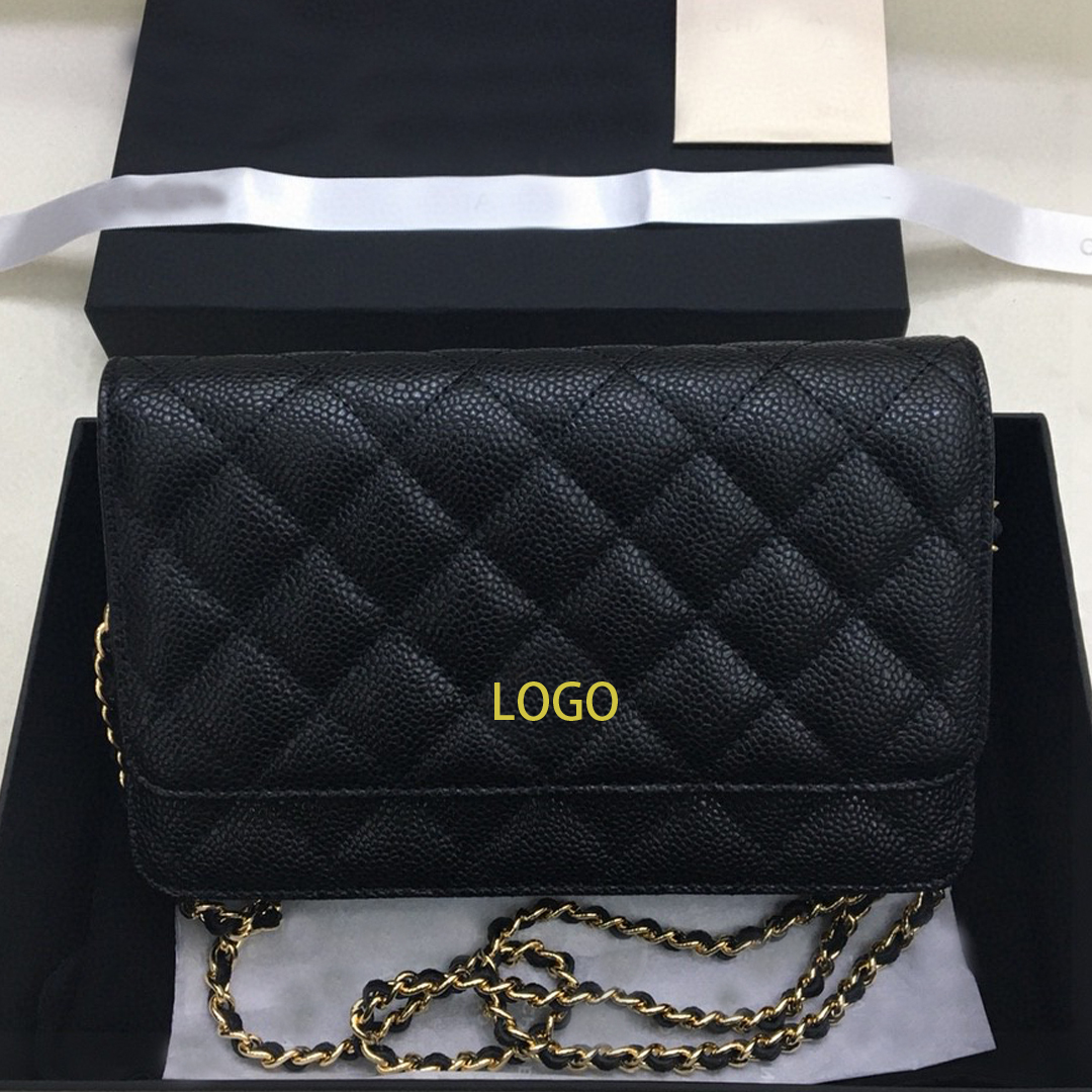 

Bag 7A Famous Brand Cross Body Bags Genuine Leather Cowhide Caviar Grain Single Shoulder Purse, Black 19*12*4 cm