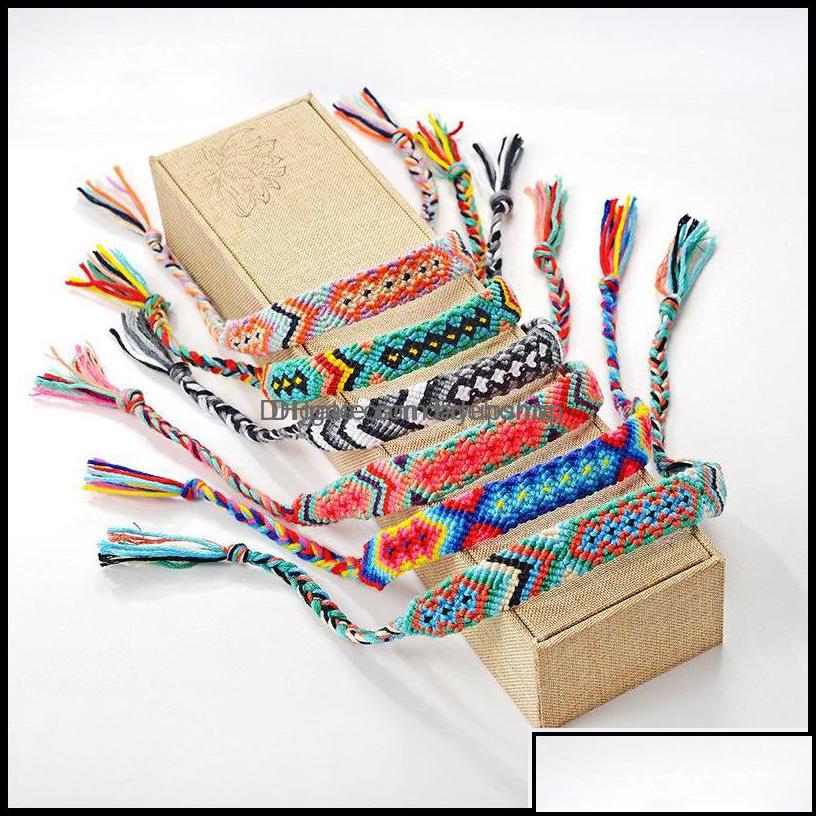 

Charm Bracelets Charm Bracelets Jewelry Woven Braided Bracelet Retro Handmade Bohemian Thread Boho Mticolor String Cord Hippie Fr Dh Otjhm