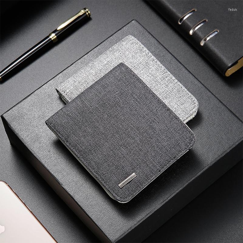 

Wallets Men Fashion Solid Color Cross Pattern Open Multi Card Position Wallet Waterproof Purse For Unisex, Gray