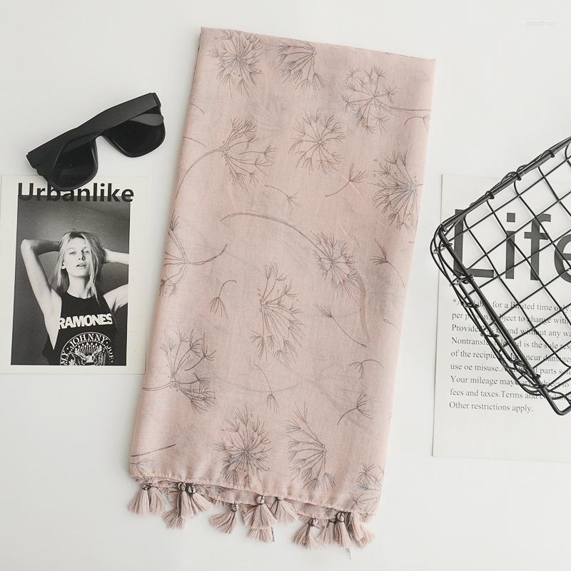 

Scarves 2022 Est Dandelion Print And Shawls Women Floral Pattern Tassel Wrap Hijab Wholesale 10pcs/LOT