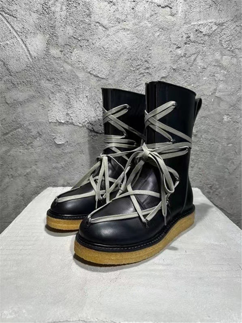 

Designer handmade Cow Muscle Sole genuine Leather tactics Boots platform men rock catwalk Italian military Botas
