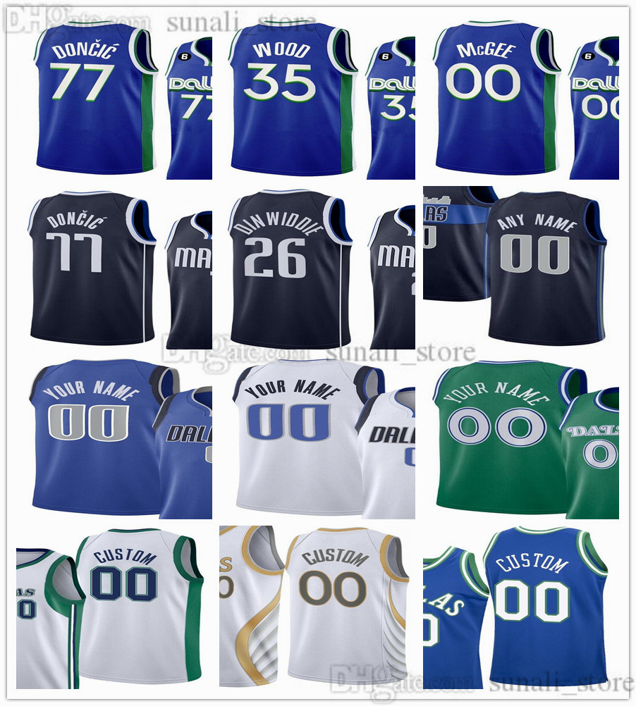 

2022-23 Printed 77 Basketball Luka Christian Wood 35 Jerseys Tyler Dorsey 22 Tim Hardaway 11 Spencer Dinwiddie 26 Davis Bertans 44 Dwight Powell 7 Doncic JaVale McGee, Blue