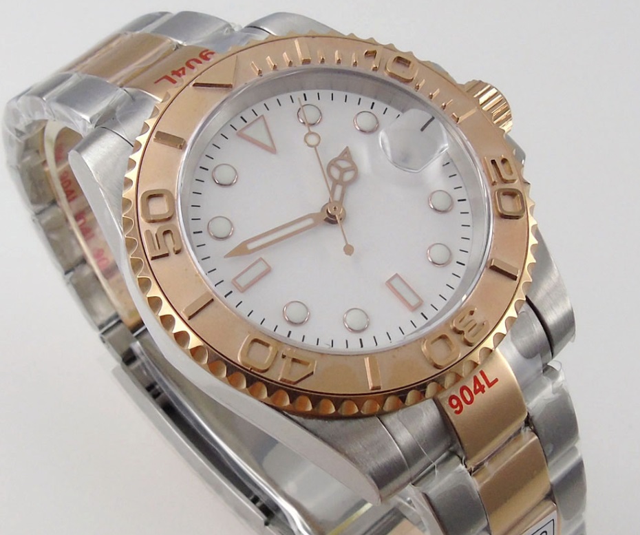 

Men Watch NH35A Automatic Wristwatch Two Tone Rose Gold Oyster Bracelet Sapphire Crystal Date 001