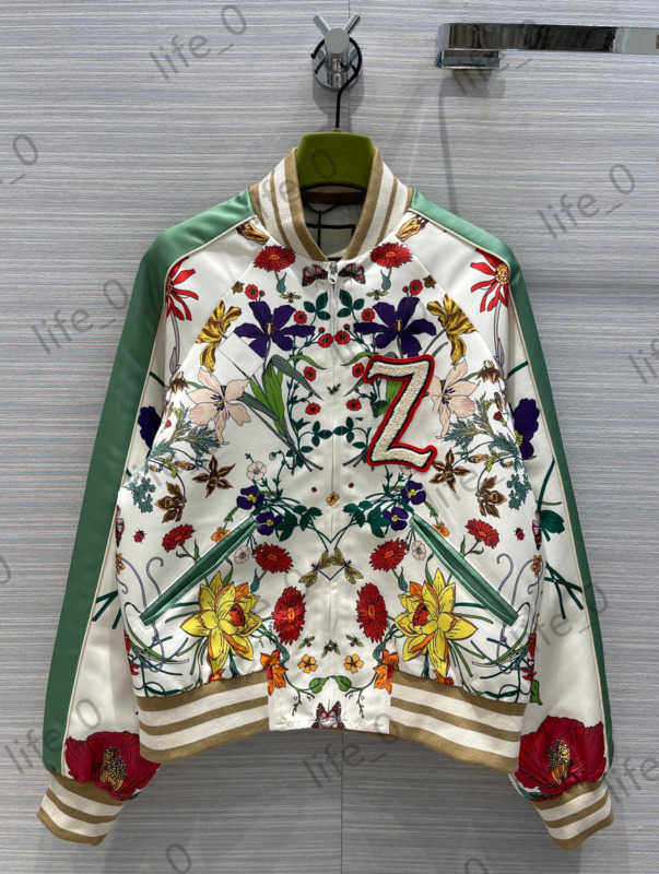 

Fashion Brand Womens Jackets Full Body Printed Zipper Tops Stand Collar Long Sleeve Casual Coats Warm Designer Jacket Women 2 Colors 1970