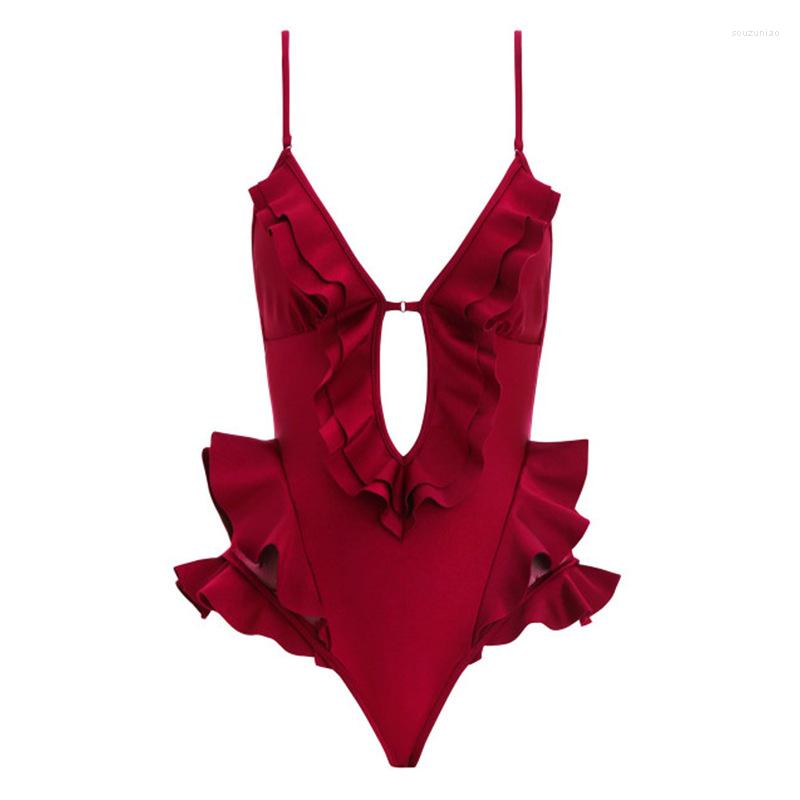 

Women' Jumpsuits HIGH QUALITY Est Fashion Runway 2022 Designer Jumpsuit Spaghetti Strap Ruffle Bodysuit Playsuit, Picture shown