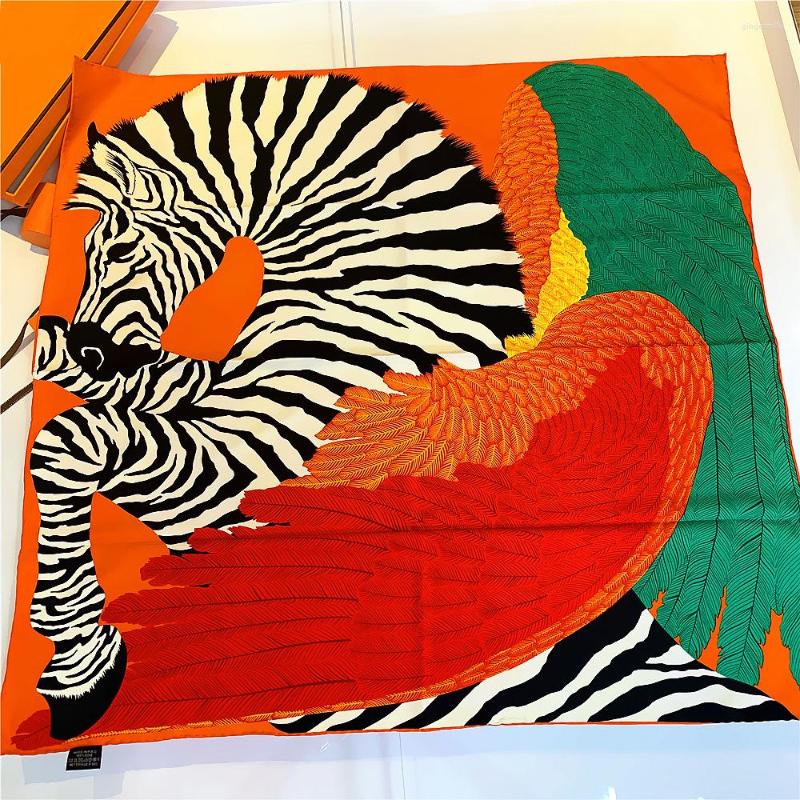 

Scarves Twill Silk Square Scarf Women Shawl Horse Foulard Brand Printed Hijab 90cm Bandana Hand Rolled Hem Head