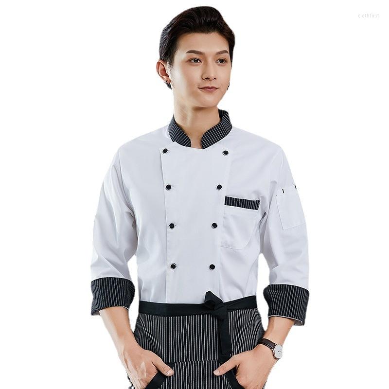 

Men's Casual Shirts Chef Overalls Long Sleeve Men's And Women's Restaurant School El Kitchen Catering Clothing Tooling, Black