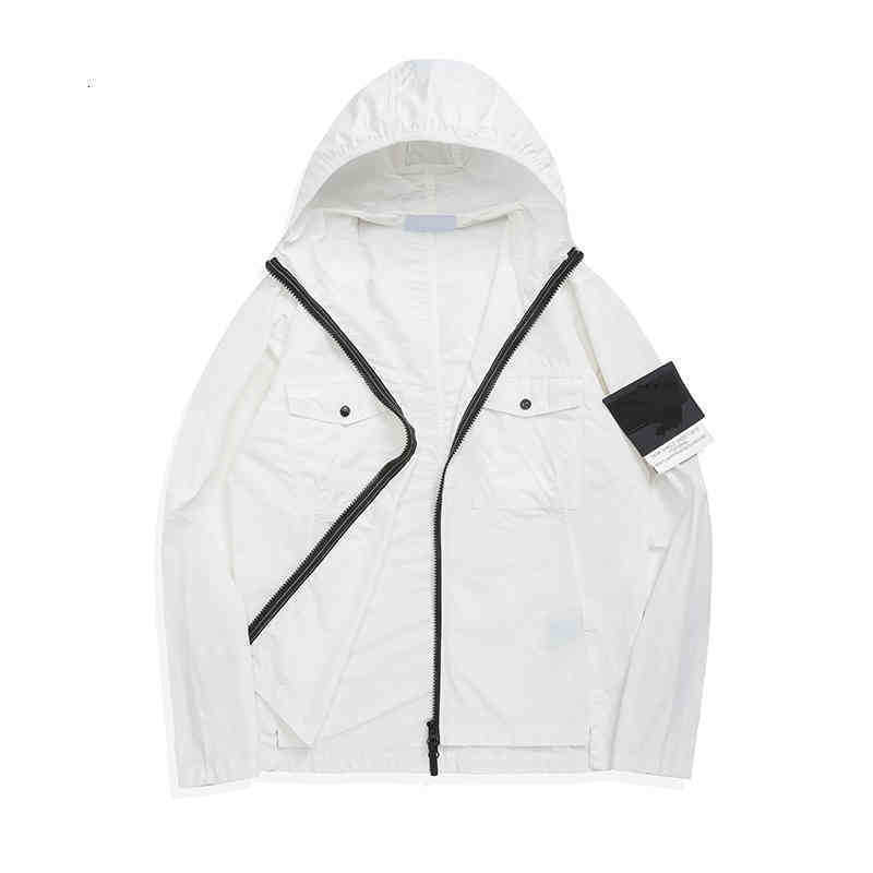 

Men's Jackets Fashion the Men Air Hooded Jacket Windbreaker Zipper Hoodies Patchwork Jackets Stone Running Sports Hoody Jogger Casual Islend Coat, White
