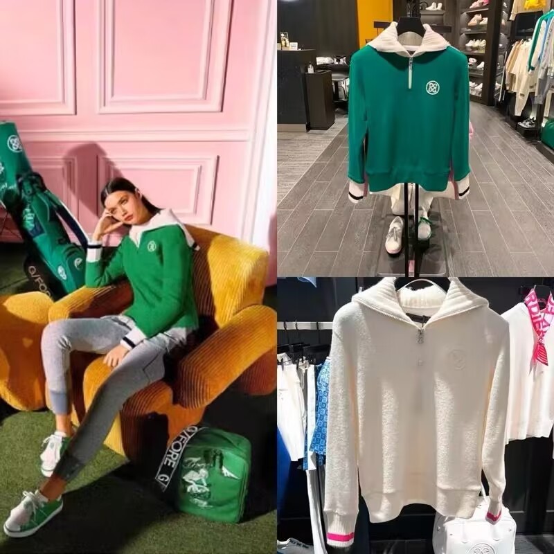

Golf T-Shirts College style aging and thickened sweater fabric golf suit women' slimming temperament versatile Korean version of  221102, Deep blue coat