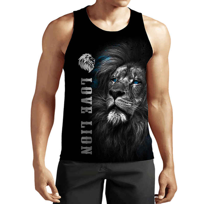 

Plus-size -6XLSummer Men' Lion Tank Tops Animal 3D Printed Sleeveless Cool Vest Women Fashion Casual Harajuku Streetwear Clothing 007, The color of the picture