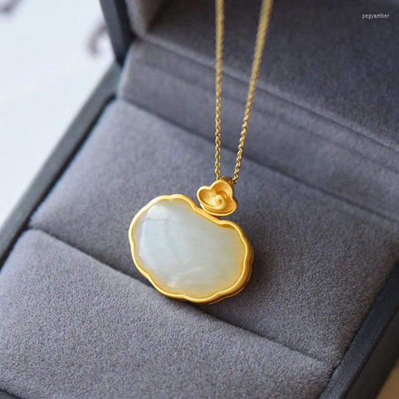 

Chains Ancient Law By Craftsmanship Natural Hetian White Jade Geometric Pendant Necklace Chinese Style Retro Charm Ladies Jewelry