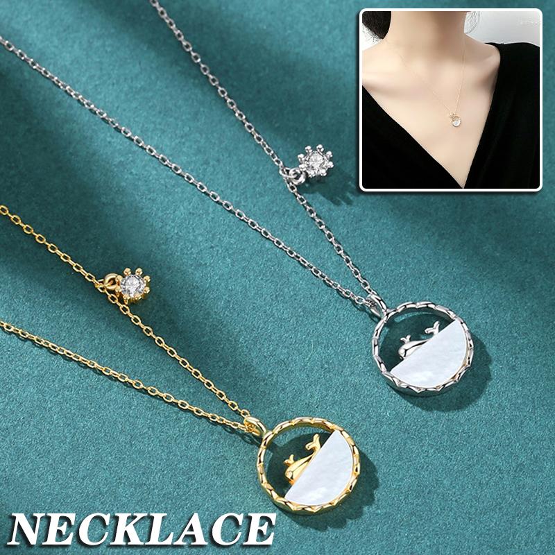 

Chains Whale Pendant Necklace Elegant Simple Silver Choker Clavicle Chain Jewelry Gift For Women H9