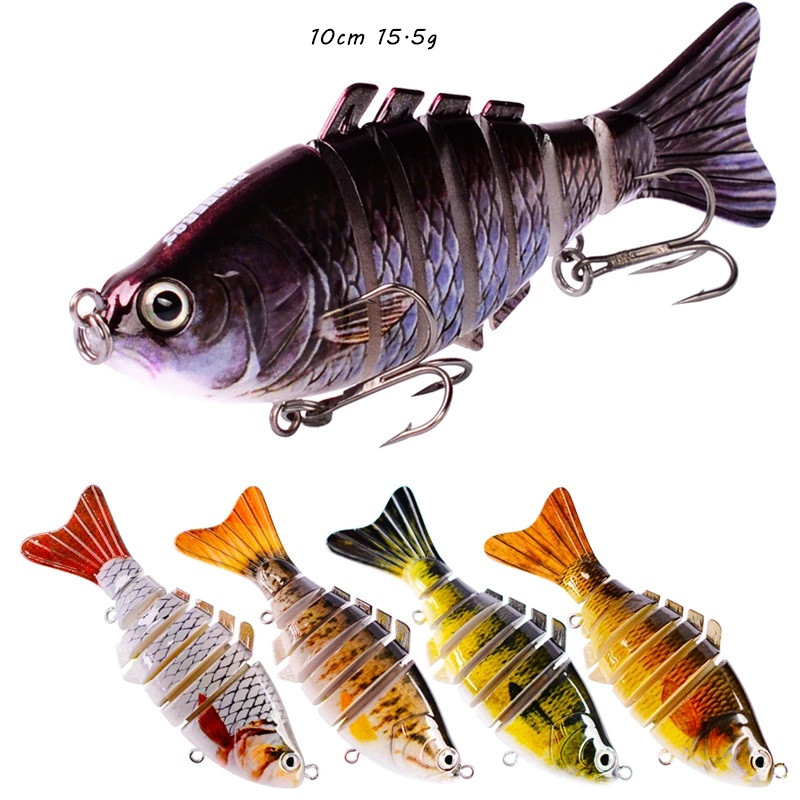 

10cm 15.5g Multi-section Fish Baits & Lures 6# Treble Hooks 7 Sections Swimbaits 5 Colors Mixed Plastic Fishing Tackle 5 Pieces / lot WHB-142