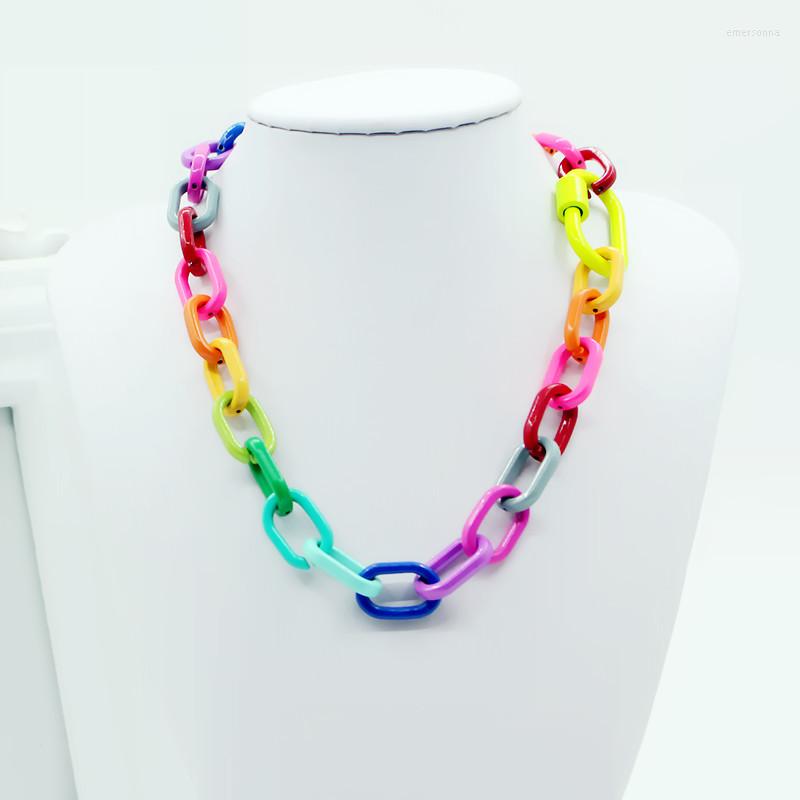 

Chains 2022 Fashion Ins Exaggerated Colorful Macaron Color Matching Enamel Necklace DIY Hip-hop Bracelet Set