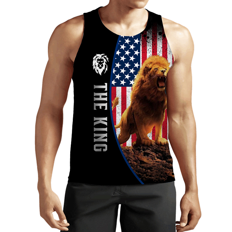 

Plus-size -6XLSummer Men' Lion Tank Tops Animal 3D Printed Sleeveless Cool Vest Women Fashion Casual Harajuku Streetwear Clothing 001, The color of the picture