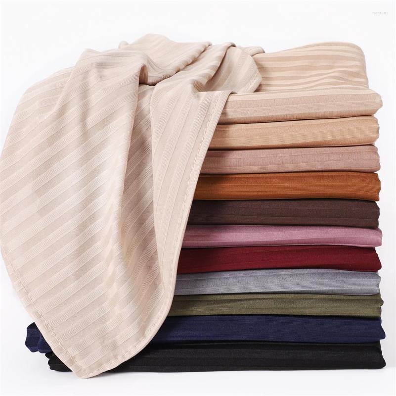 

Scarves 2022 Muslim Women Ribbed Jersey Hijab Jacquard Stretchy Pleated Cotton Hijabs Shawls Turban Wrap Headscarf