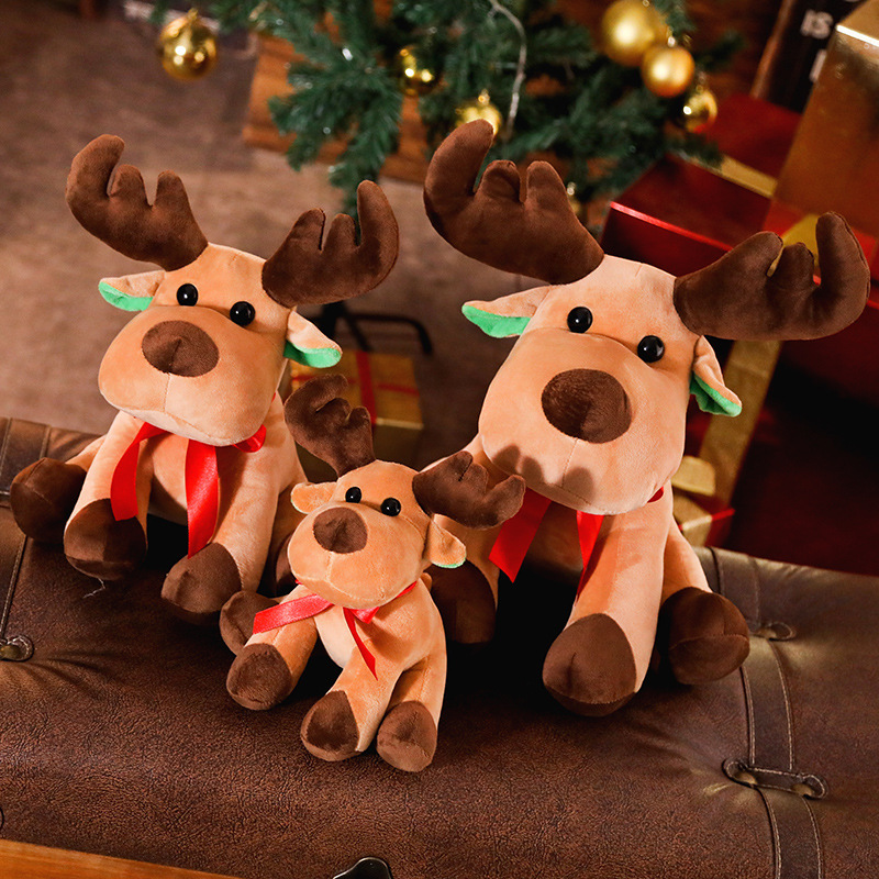 

Christmas Elk Lovely Stuffed Plush Toys Cushion Cartoon Xmas Deer Children Kids' Gift Animal Dolls Toys 25cm 35CM 45CM